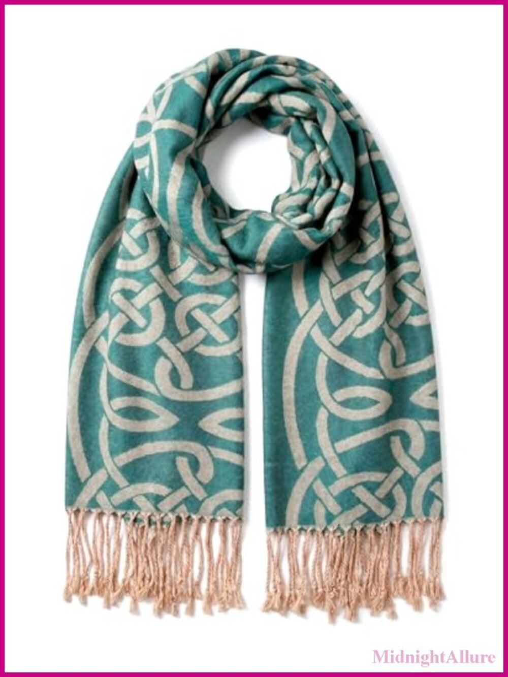 Celtic Knot Pashmina Shawl Wrap 100% Viscose Women's Soft Silky Irish Scarf